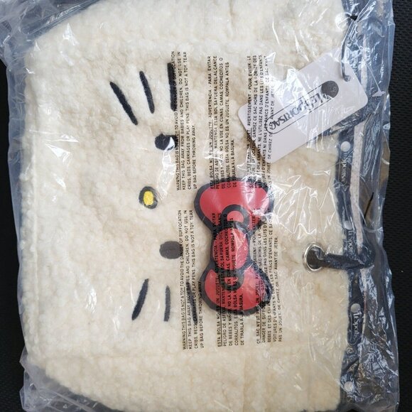 Lesportsac Hello Kitty Reversible 2-Way Smal Mini Tote White Red Bow - Picture 4 of 4